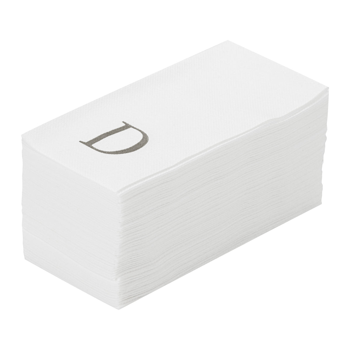 Towels, Guest, Luxenap, Linen-Like, White, with Silver Sans Serif Letter D, Air Laid, 15.75 x 8 Inch, 1 Each,50 - 1 COUNT