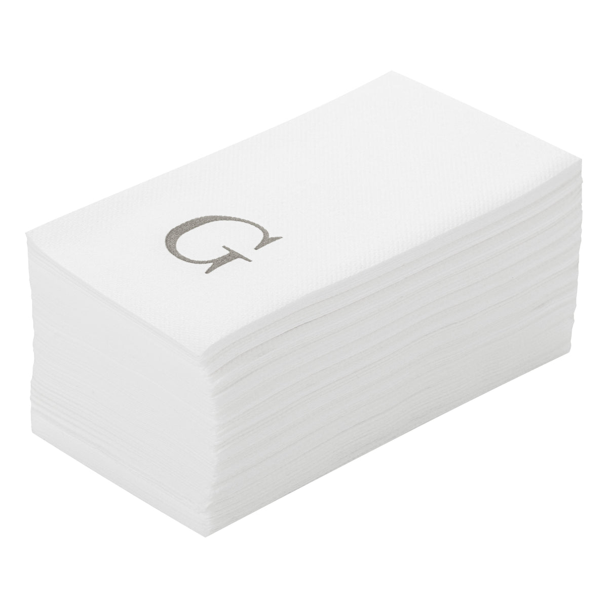 Towels, Guest, Luxenap, Linen-Like, White, with Silver Sans Serif Letter G, Air Laid, 15.75 x 8 Inch, 1 Each,50 - 1 COUNT