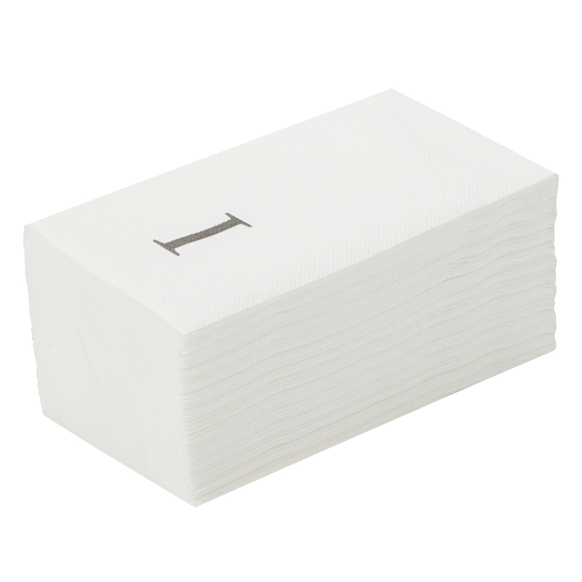 Towels, Guest, Luxenap, Linen-Like, White, with Silver Sans Serif Letter I, Air Laid, 15.75 x 8 Inch, 1 Each,50 - 1 COUNT