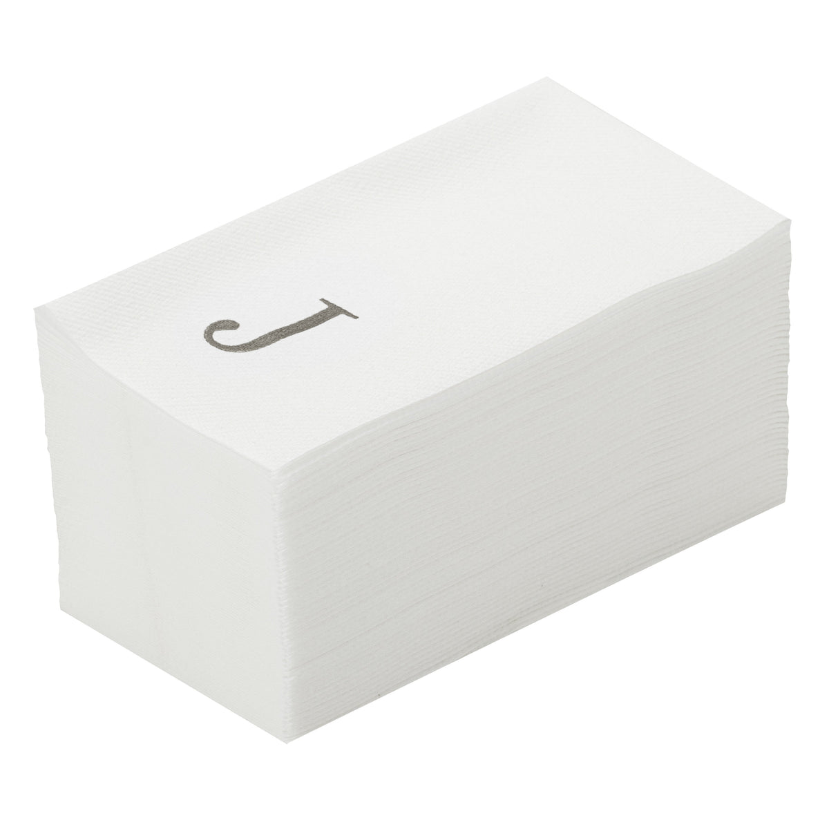 Towels, Guest, Luxenap, Linen-Like, White, with Silver Sans Serif Letter J, Air Laid, 15.75 x 8 Inch, 1 Each,50 - 1 COUNT