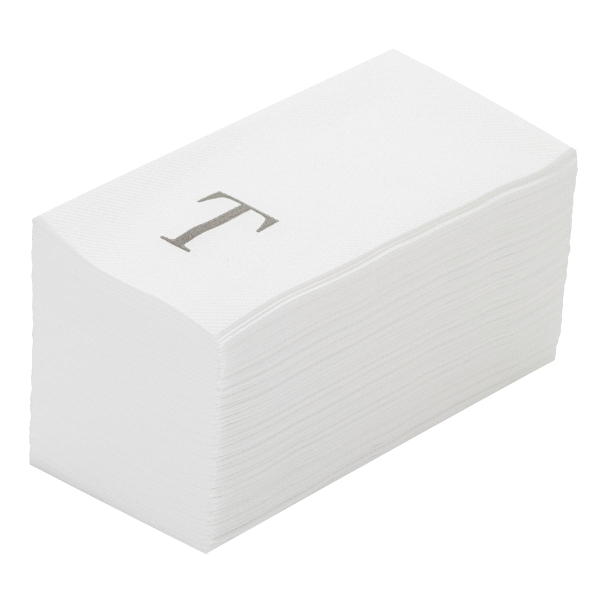 Towels, Guest, Luxenap, Linen-Like, White, with Silver Sans Serif Letter T, Air Laid, 15.75 x 8 Inch,50 - 1 EACH