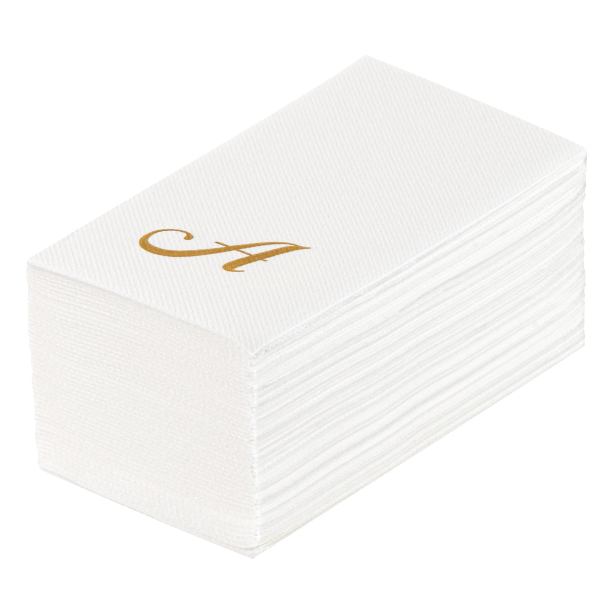 Towels, Guest, Luxenap, Linen-Like, White, with Gold Cursive Letter A, Air Laid, 15.75 x 8 Inch,50 - 1 EACH