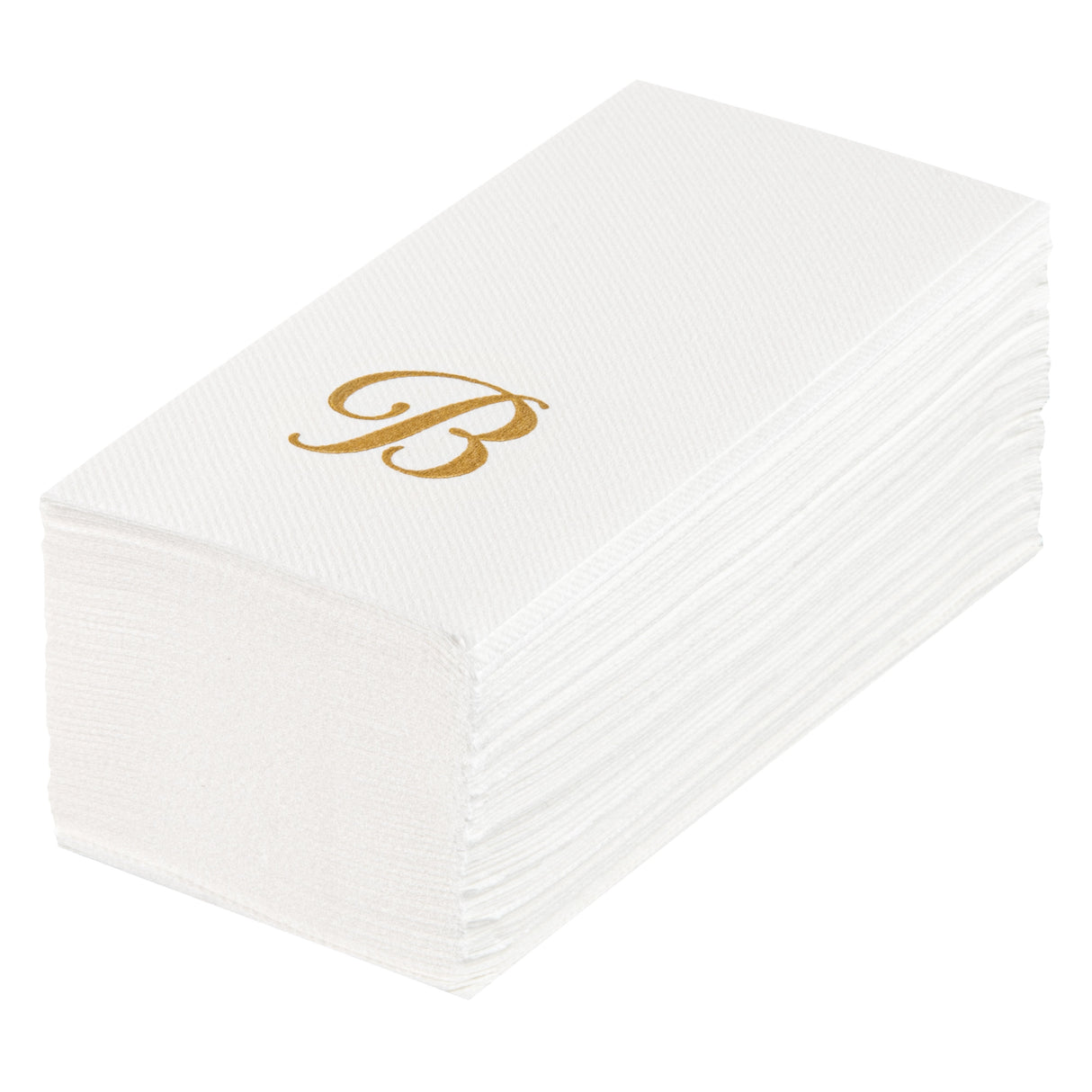 Towels, Guest, Luxenap, Linen-Like, White, with Gold Cursive Letter B, Air Laid, 15.75 x 8 Inch,50 - 1 EACH