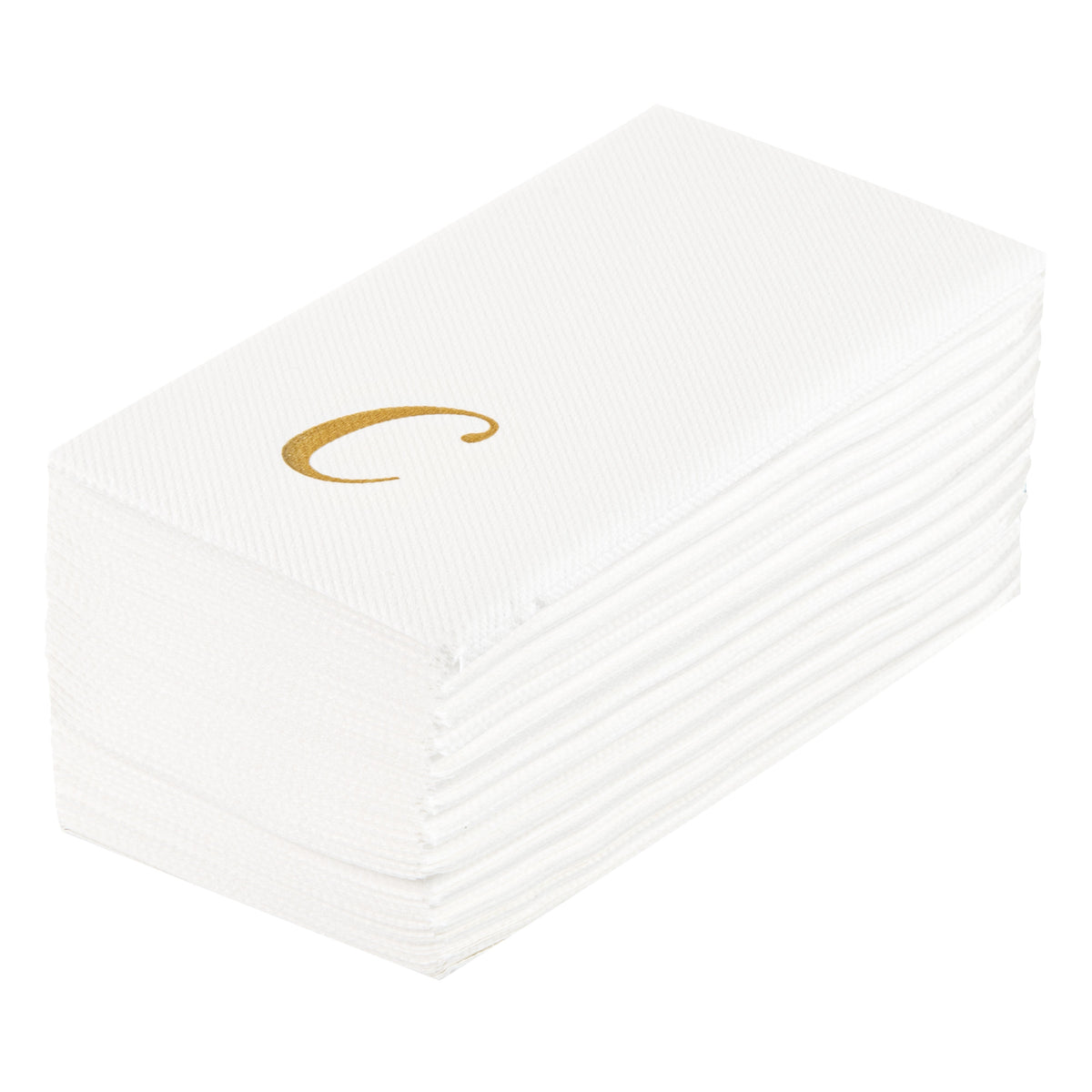 Towels, Guest, Luxenap, Linen-Like, White, with Gold Cursive Letter C, Air Laid, 15.75 x 8 Inch, 1 Each,50 - 1 COUNT