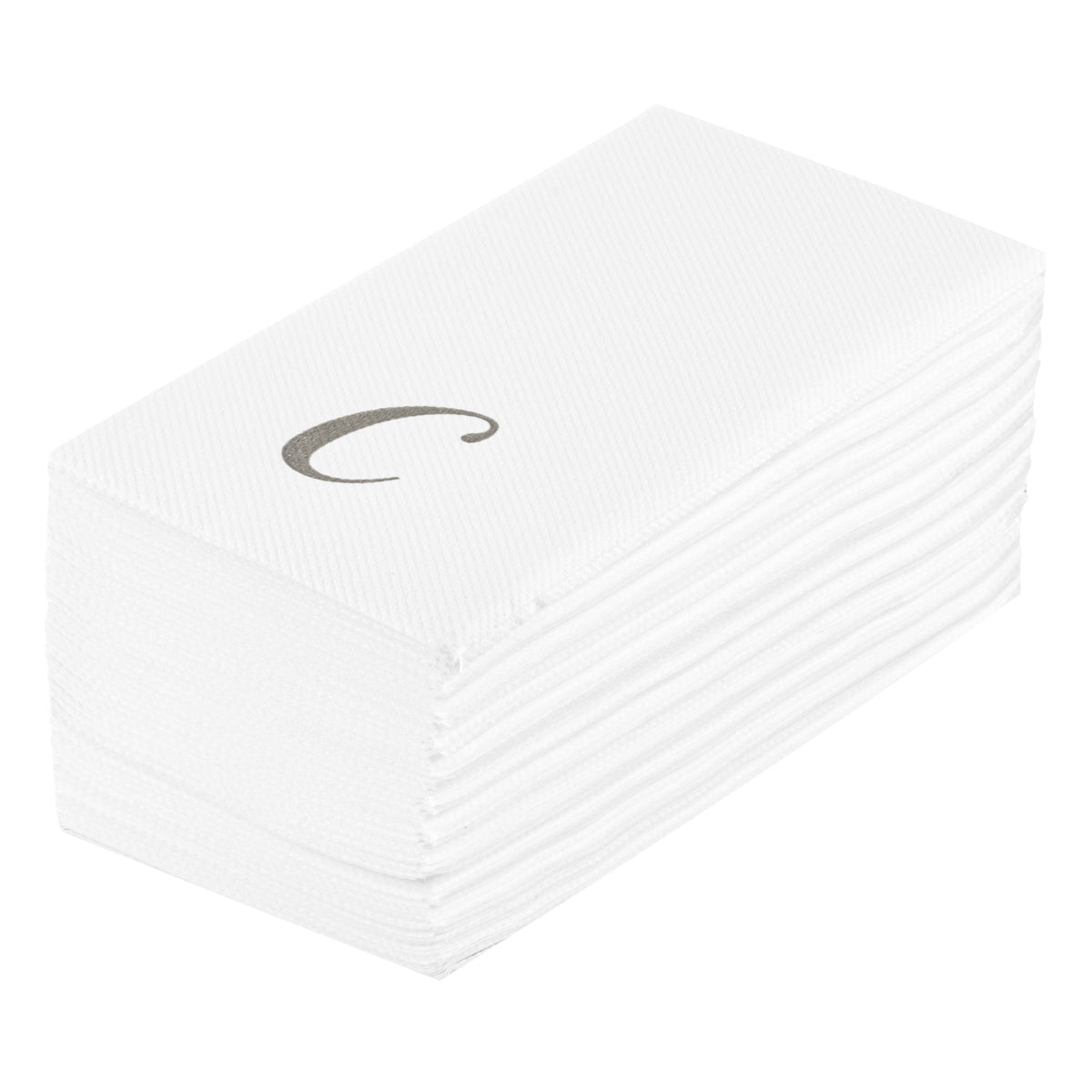 Towels, Guest, Luxenap, Linen-Like, White, with Silver Cursive Letter C, Air Laid, 15.75 x 8 Inch, 1 Each,50 - 1 COUNT