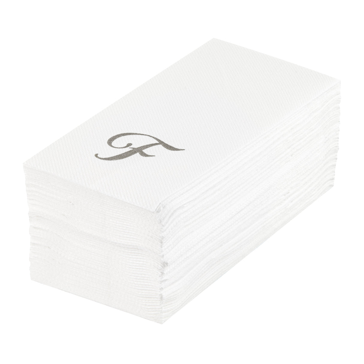 Towels, Guest, Luxenap, Linen-Like, White, with Silver Cursive Letter F, Air Laid, 15.75 x 8 Inch,50 - 1 EACH