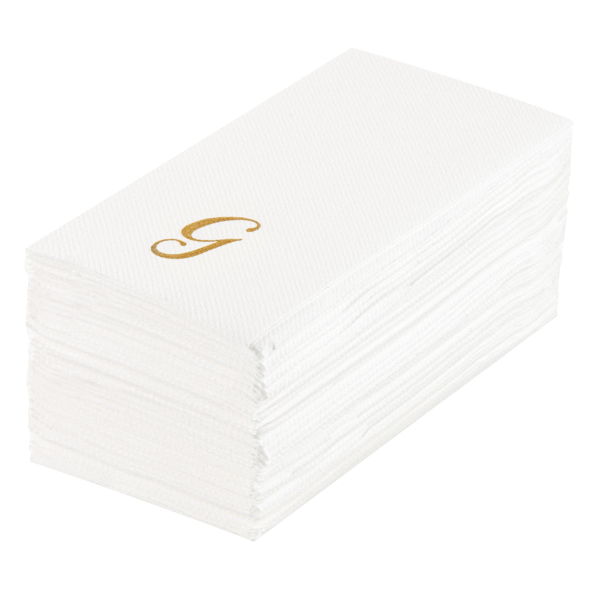 Towels, Guest, Luxenap, Linen-Like, White, with Gold Cursive Letter G, Air Laid, 15.75 x 8 Inch, 1 Each,50 - 1 COUNT