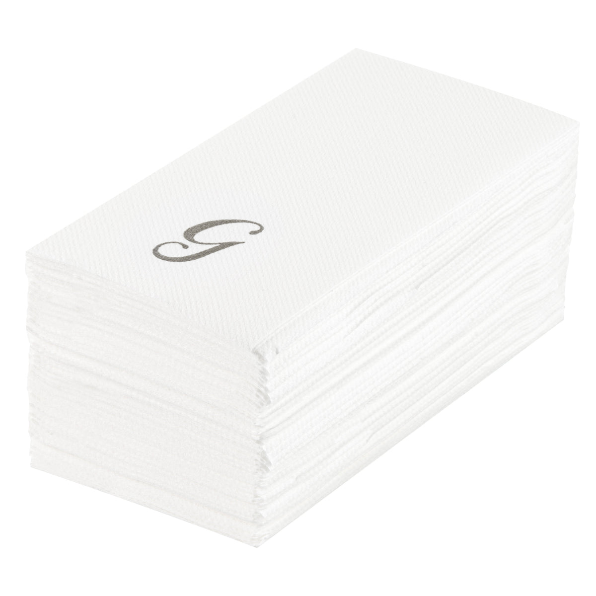 Towels, Guest, Luxenap, Linen-Like, White, with Silver Cursive Letter G, Air Laid, 15.75 x 8 Inch, 1 Each,50 - 1 COUNT