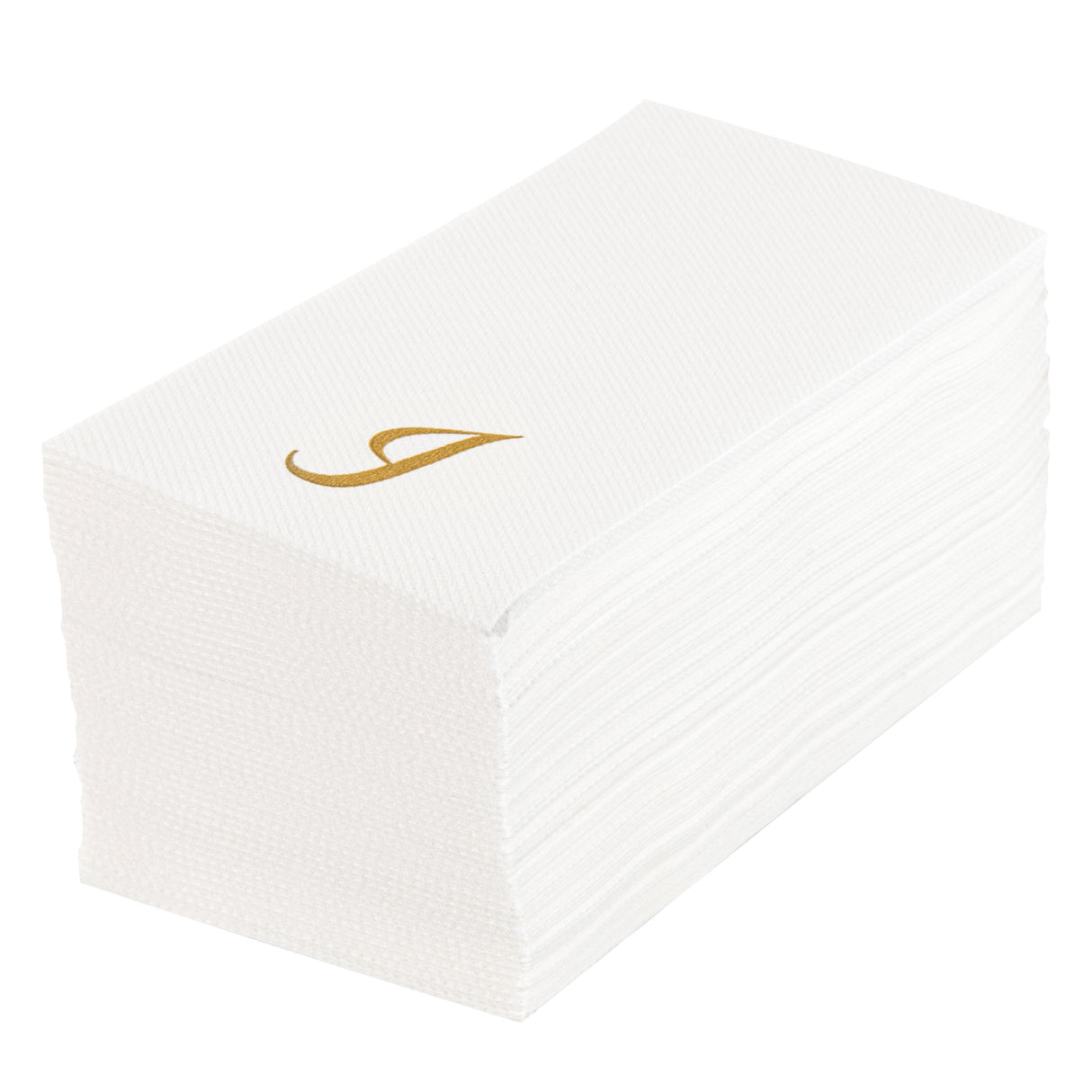 Towels, Guest, Luxenap, Linen-Like, White, with Gold Cursive Letter I, Air Laid, 15.75 x 8 Inch,50 - 1 EACH