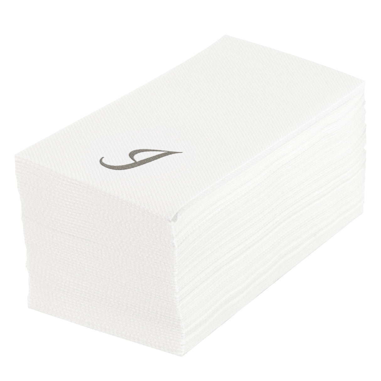 Towels, Guest, Luxenap, Linen-Like, White, with Silver Cursive Letter I, Air Laid, 15.75 x 8 Inch,50 - 1 EACH
