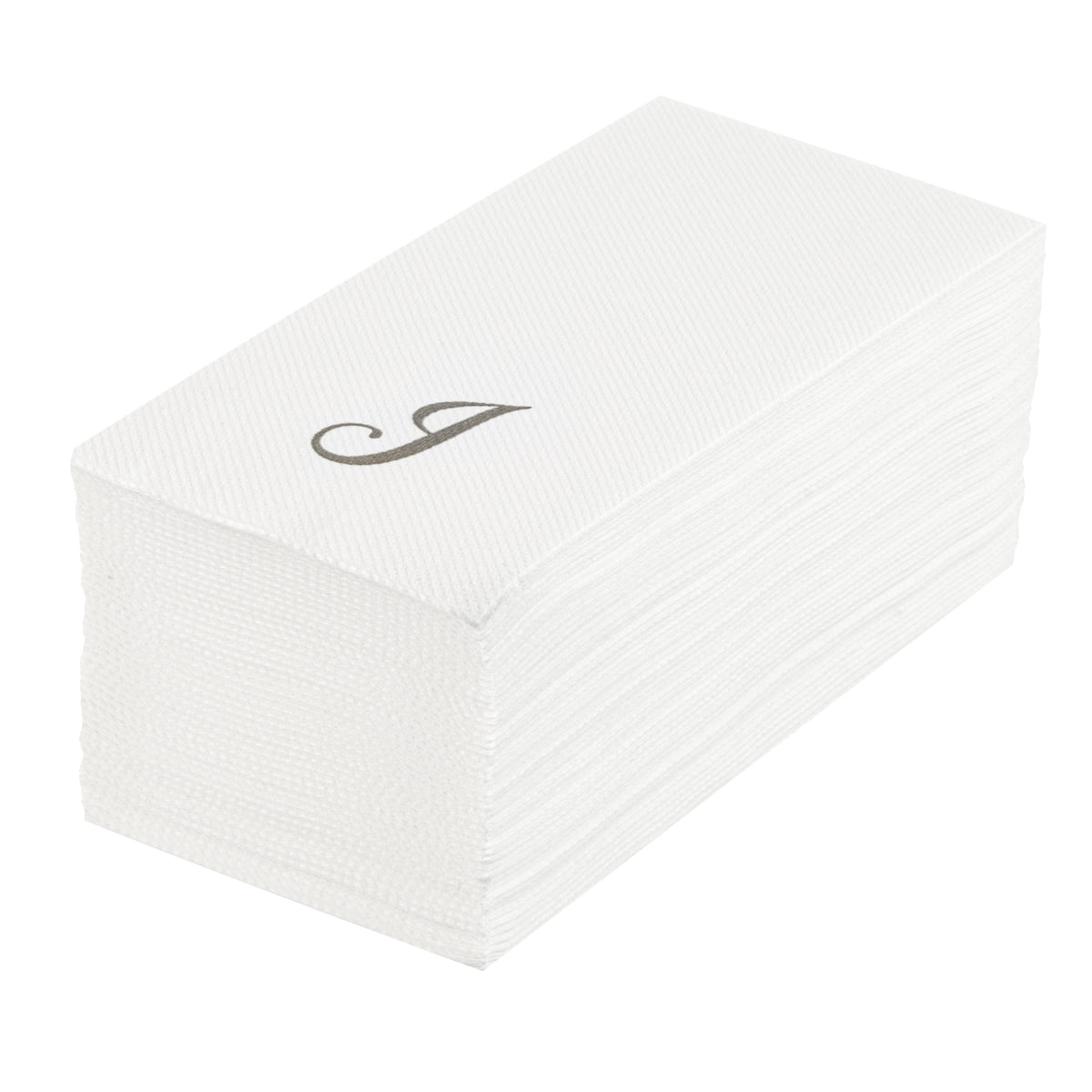 Towels, Guest, Luxenap, Linen-Like, White, with Silver Cursive Letter J, Air Laid, 15.75 x 8 Inch, 1 Each,50 - 1 COUNT