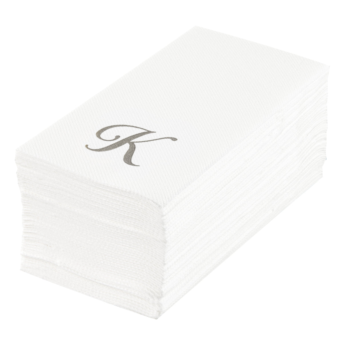 Towels, Guest, Luxenap, Linen-Like, White, with Silver Cursive Letter K, Air Laid, 15.75 x 8 Inch,50 - 1 EACH