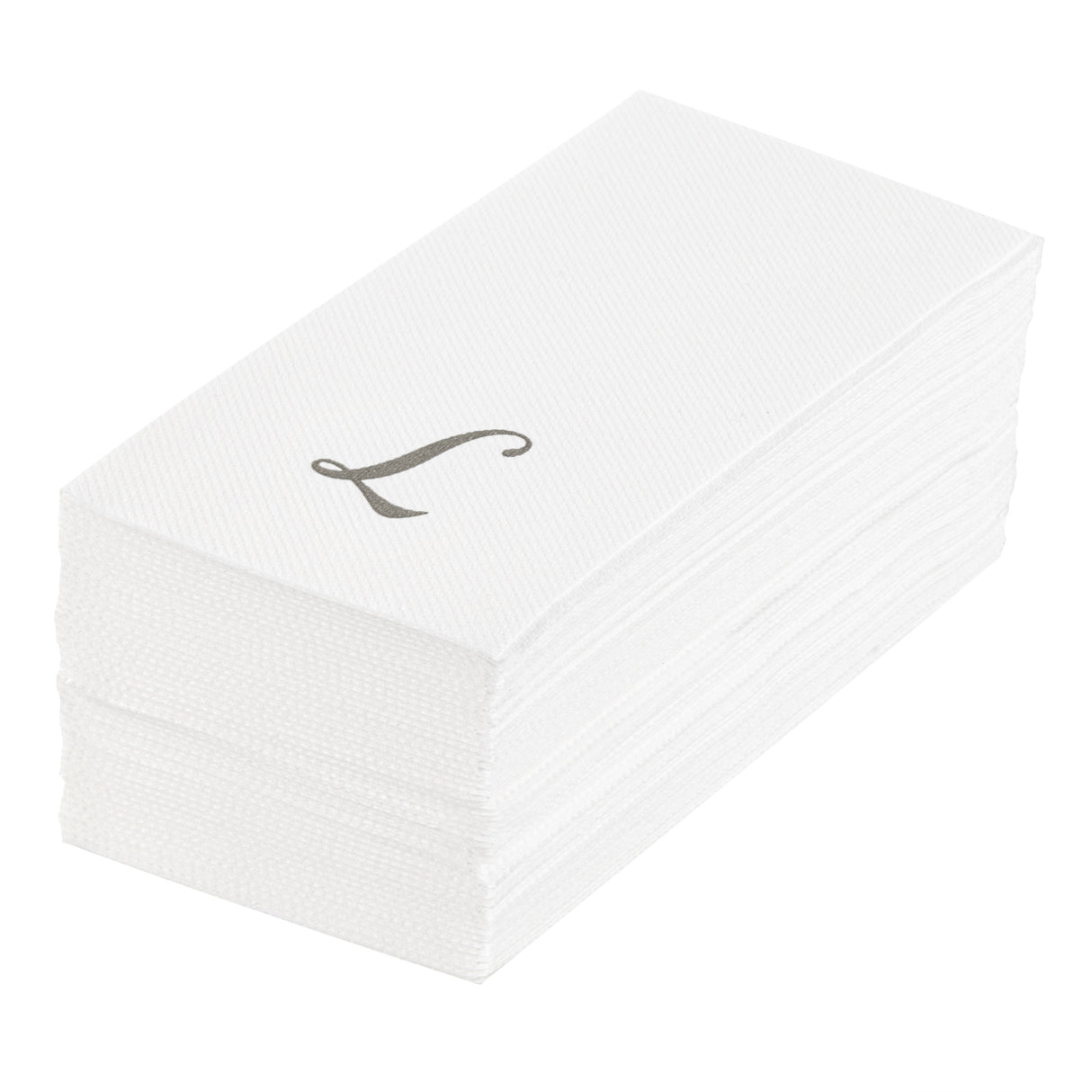 Towels, Guest, Luxenap, Linen-Like, White, with Silver Cursive Letter L, Air Laid, 15.75 x 8 Inch,50 - 1 EACH