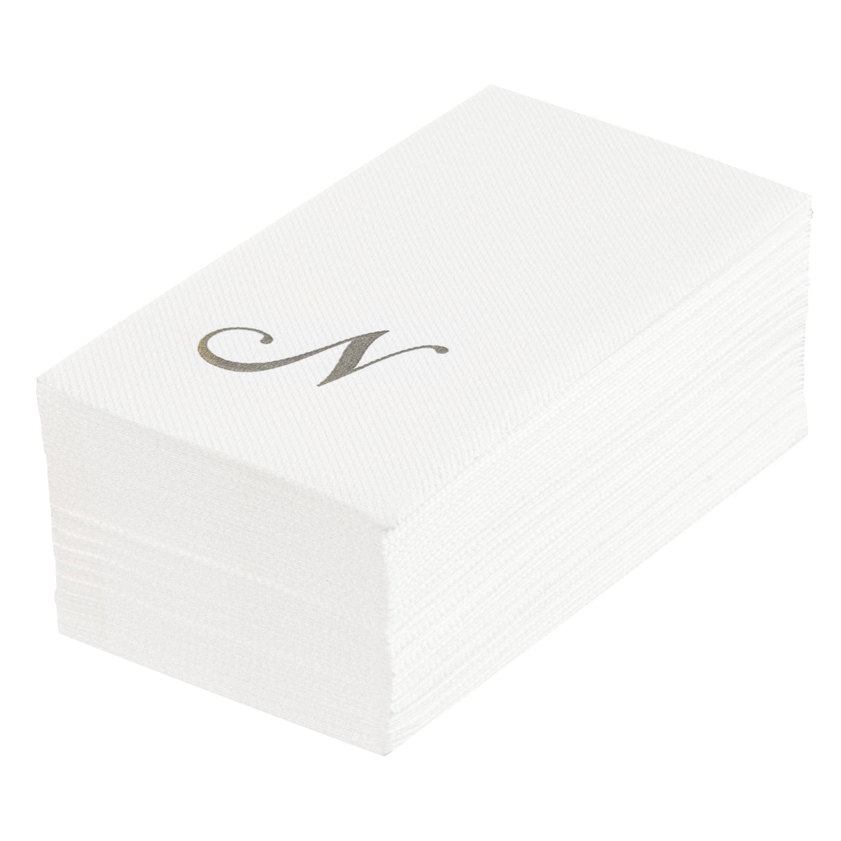 Towels, Guest, Luxenap, Linen-Like, White, with Silver Cursive Letter N, Air Laid, 15.75 x 8 Inch,50 - 1 EACH