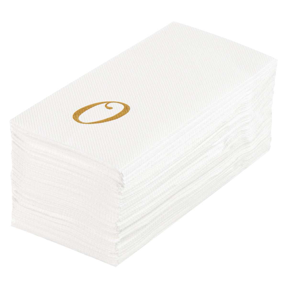Towels, Guest, Luxenap, Linen-Like, White, with Gold Cursive Letter O, Air Laid, 15.75 x 8 Inch, 1 Each,50 - 1 COUNT