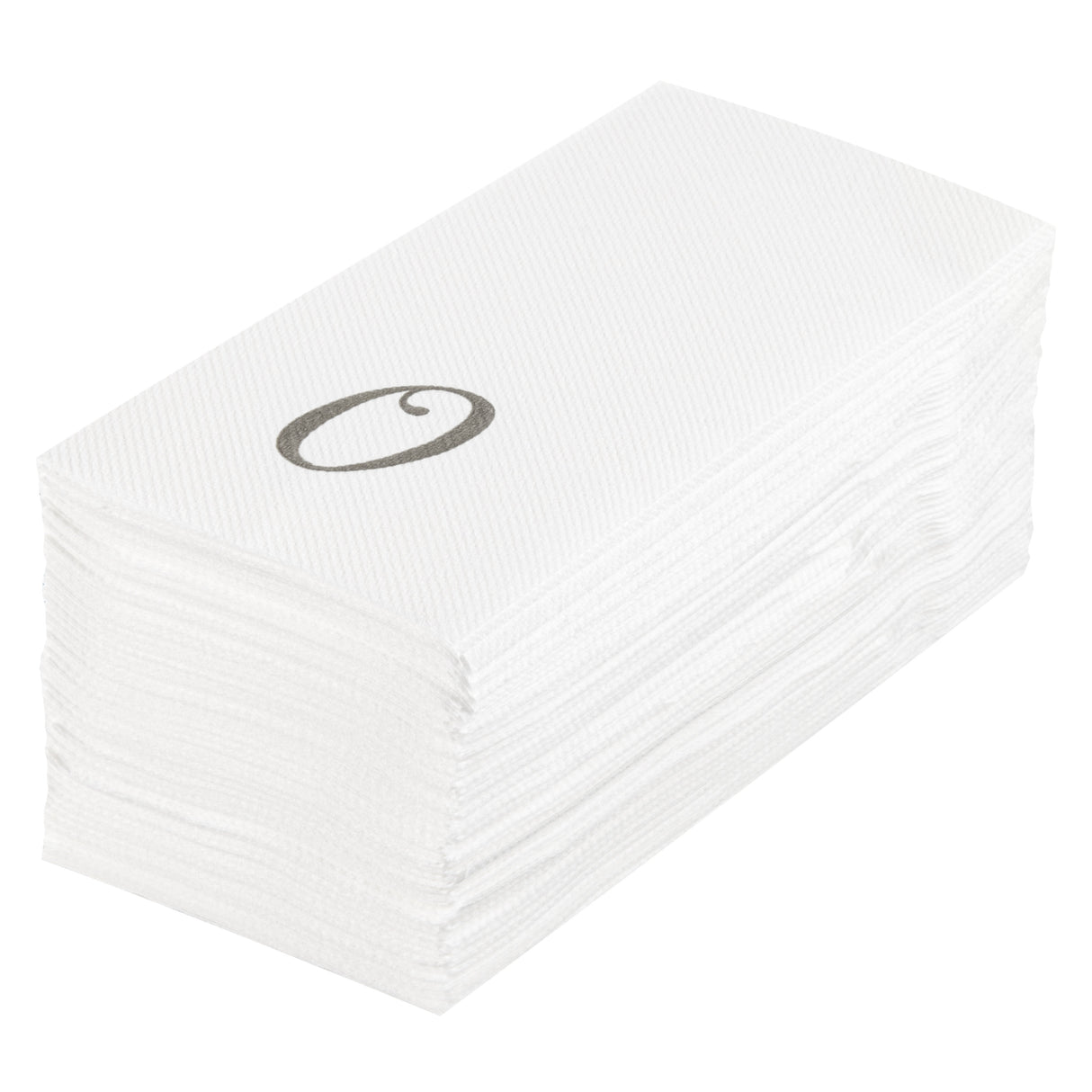 Towels, Guest, Luxenap, Linen-Like, White, with Silver Cursive Letter O, Air Laid, 15.75 x 8 Inch,50 - 1 EACH