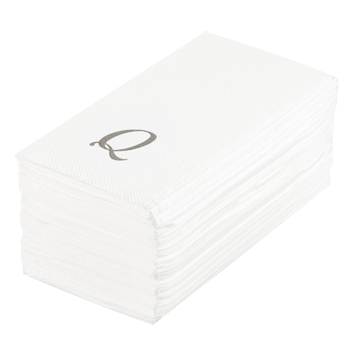 Towels, Guest, Luxenap, Linen-Like, White, with Silver Cursive Letter Q, Air Laid, 15.75 x 8 Inch,50 - 1 EACH