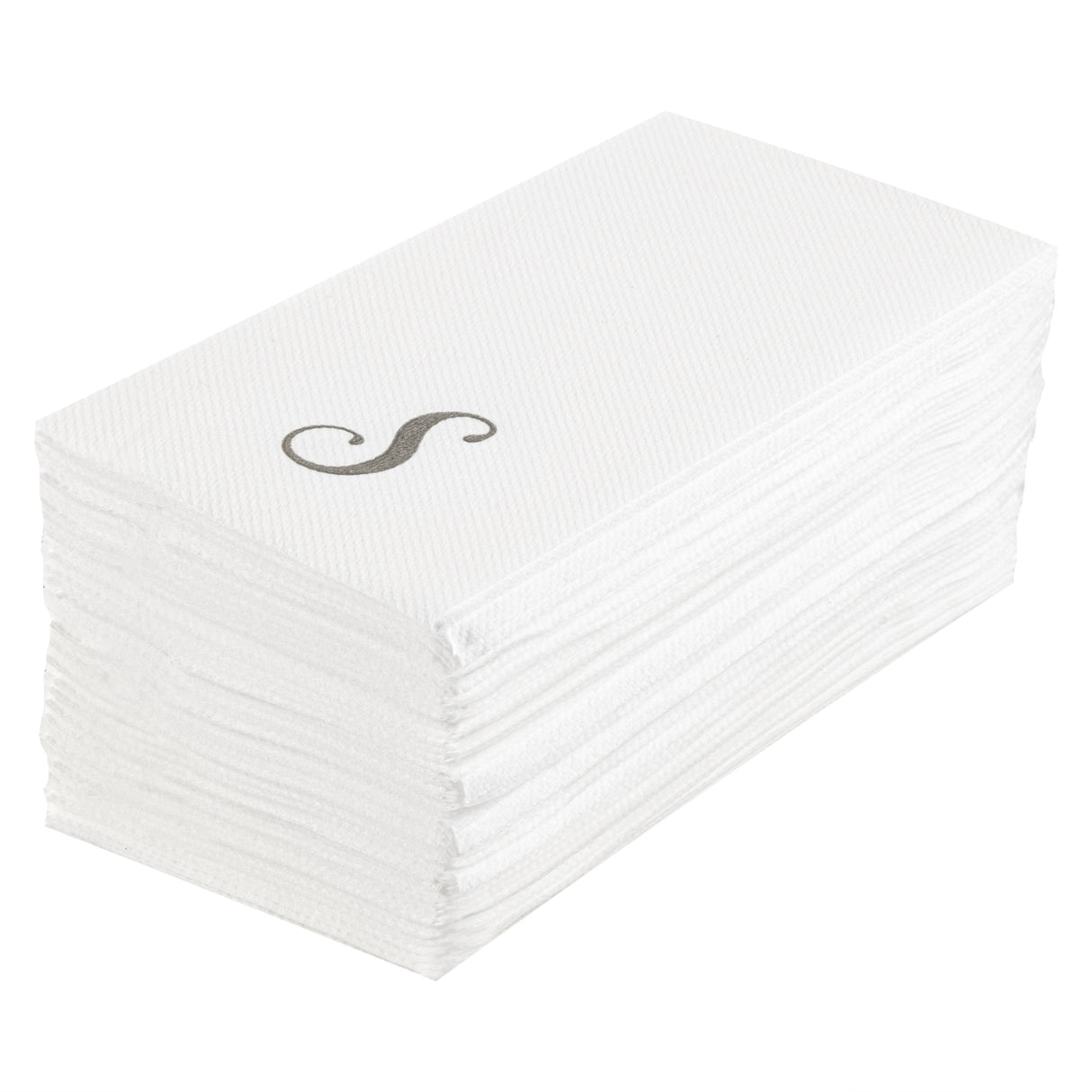 Towels, Guest, Luxenap, Linen-Like, White, with Silver Cursive Letter S, Air Laid, 15.75 x 8 Inch,50 - 1 EACH