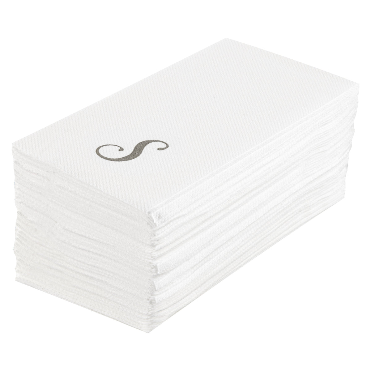 Towels, Guest, Luxenap, Linen-Like, White, with Silver Cursive Letter S, Air Laid, 15.75 x 8 Inch, 1 Each,50 - 1 COUNT