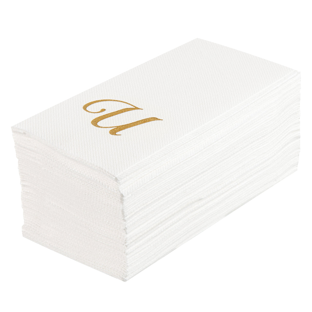 Towels, Guest, Luxenap, Linen-Like, White, with Gold Cursive Letter U, Air Laid, 15.75 x 8 Inch,50 - 1 EACH
