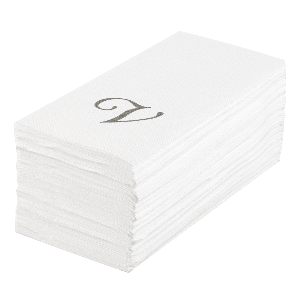 Towels, Guest, Luxenap, Linen-Like, White, with Silver Cursive Letter V, Air Laid, 15.75 x 8 Inch,50 - 1 EACH