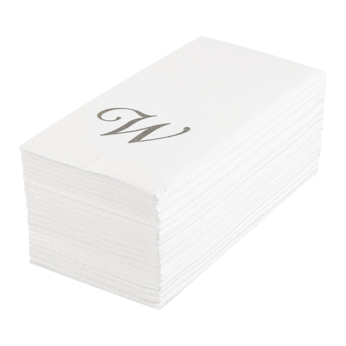 Towels, Guest, Luxenap, Linen-Like, White, with Silver Cursive Letter W, Air Laid, 15.75 x 8 Inch,50 - 1 EACH