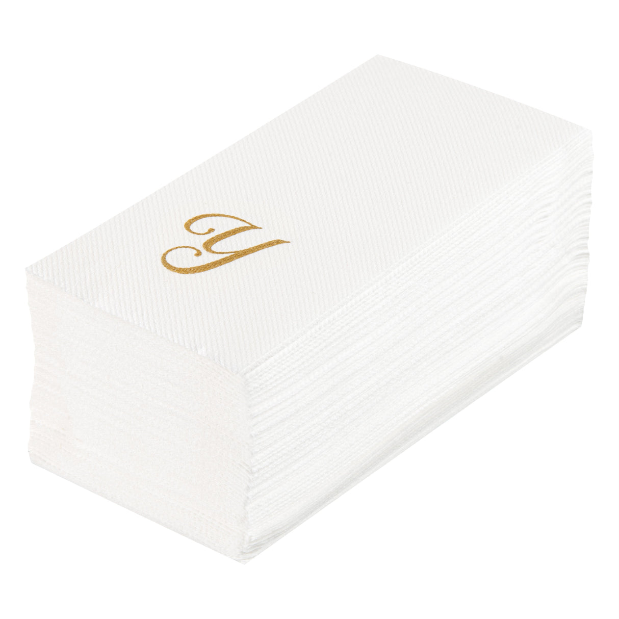 Towels, Guest, Luxenap, Linen-Like, White, with Gold Cursive Letter Y, Air Laid, 15.75 x 8 Inch,50 - 1 EACH