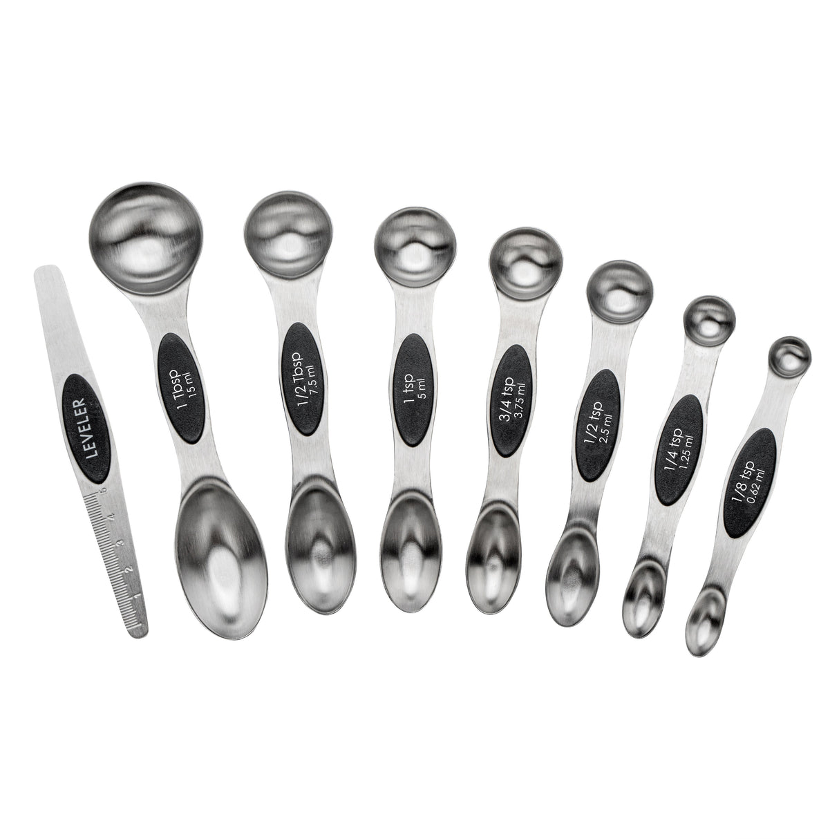 Spoon Set, Measuring, Met Lux, 8-Piece, Black, Stainless Steel, Magnetic,1 - 1 EACH