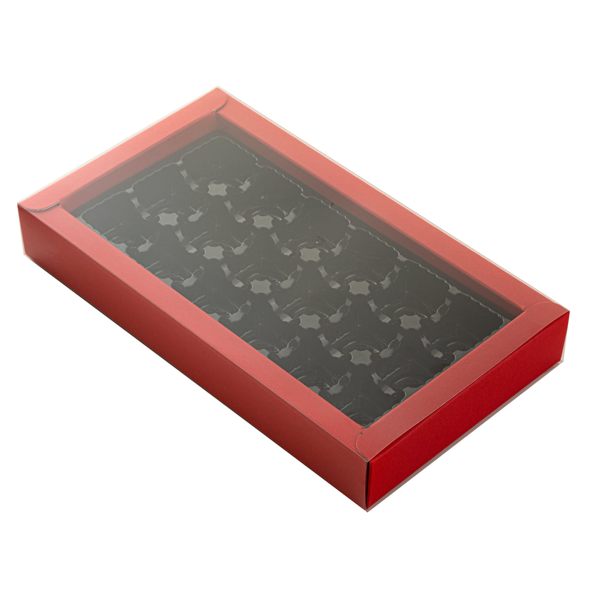 Boxes, 18-Compartment Candy & Chocolate, Sweet Vision, Paper, Red, 10 x 5.75 x 1.5 Inch, Rectangular,10 - 1 EACH