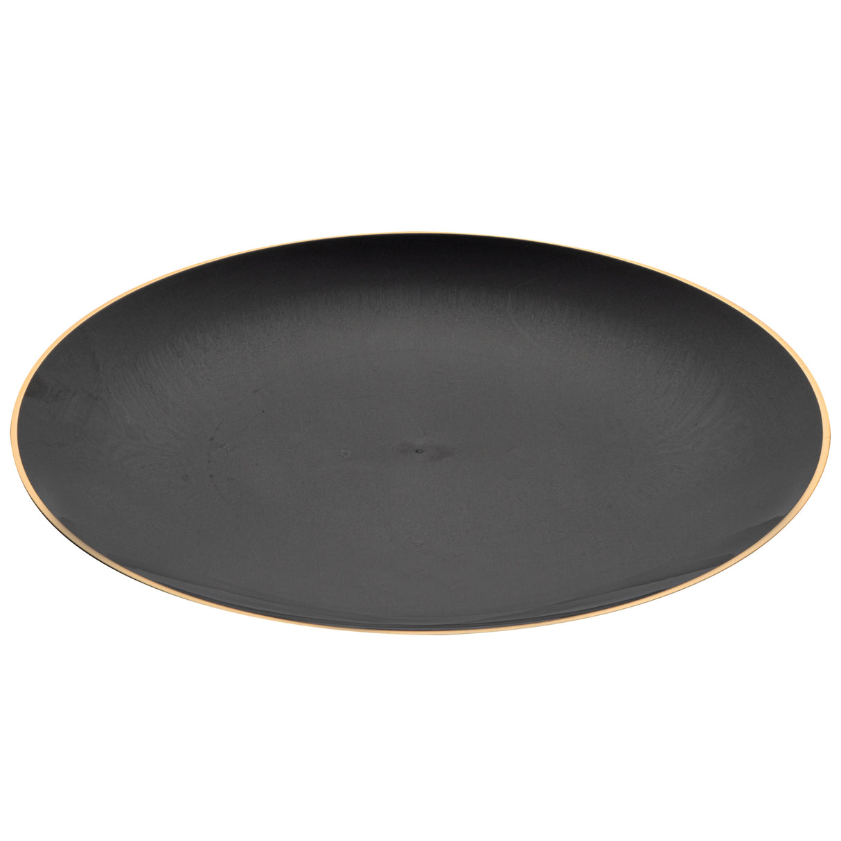 Plates, Moderna 10 x 0.75 Inch, Plastic, Black with Gold Rim, Round,40 - 1 EACH
