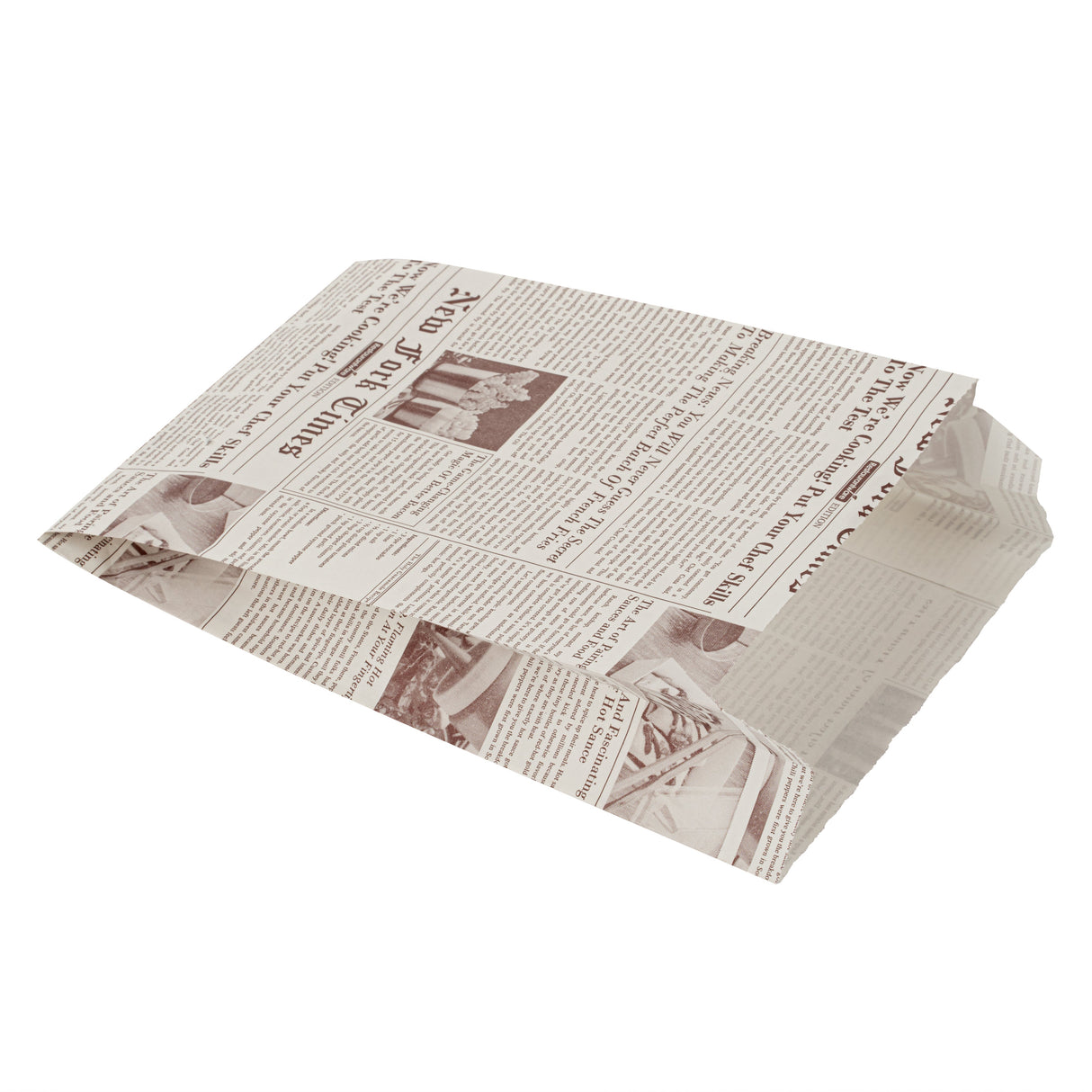 Bags, French Fry & Snack, Bag Tek 4.25 x 1.5 x 6.25 Inch, Paper, Sepia Newsprint,100 - 1 EACH