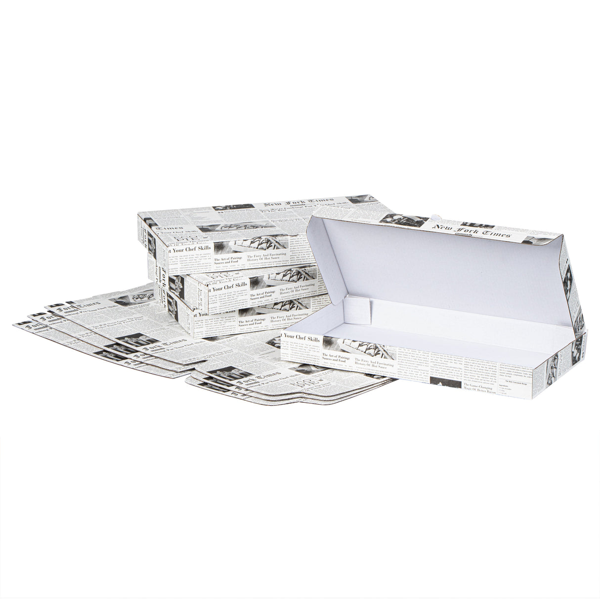 Boxes, Flatbread, 14 x 7 x 1.5 Inch, Paper, Newsprint & White, Corrugated,50 - 1 EACH