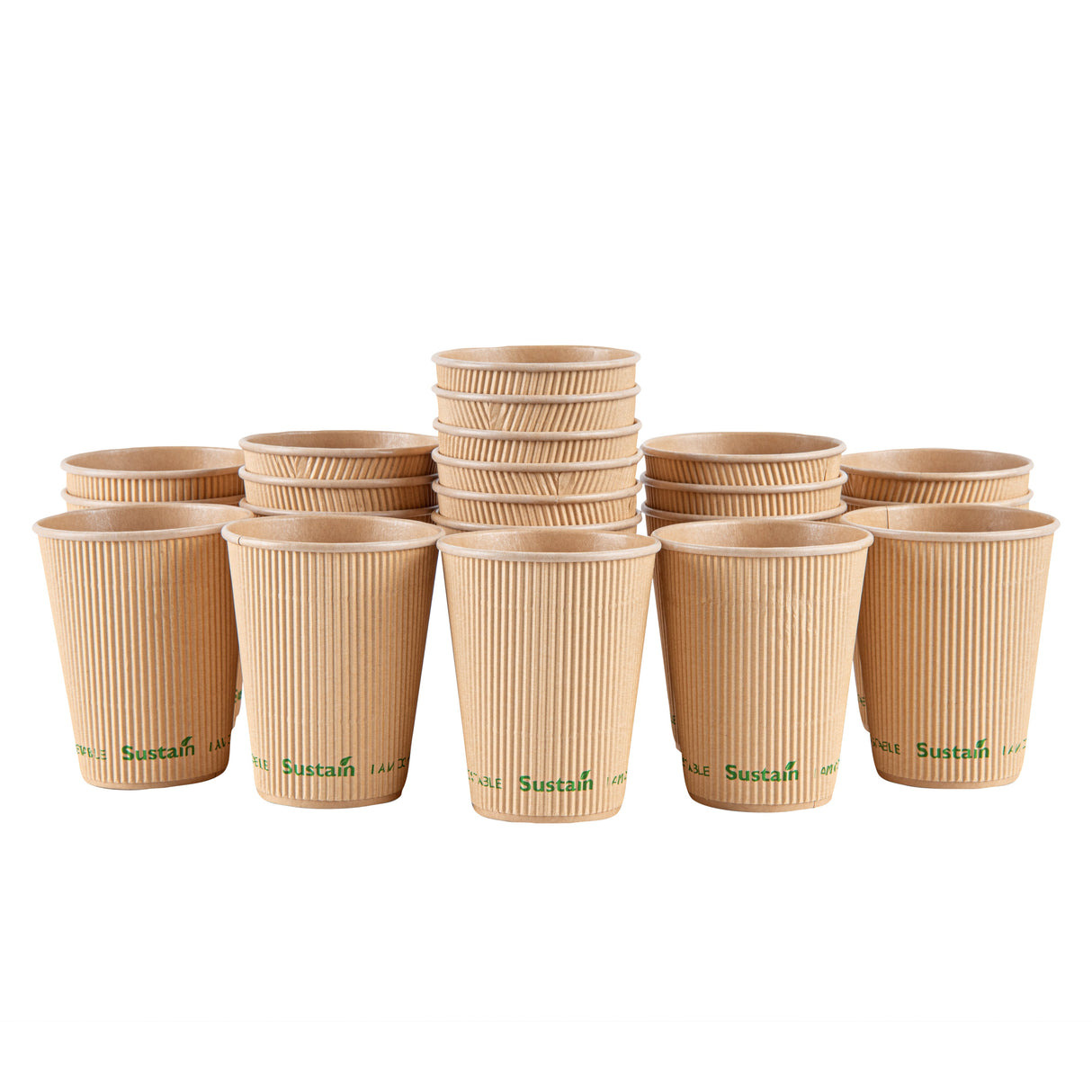 Cups, Hot, Sustain 12 Ounce, PLA-Lined Paper, Kraft, 3.5 x 3.5 x 4.25 Inch,500 - 1 EACH