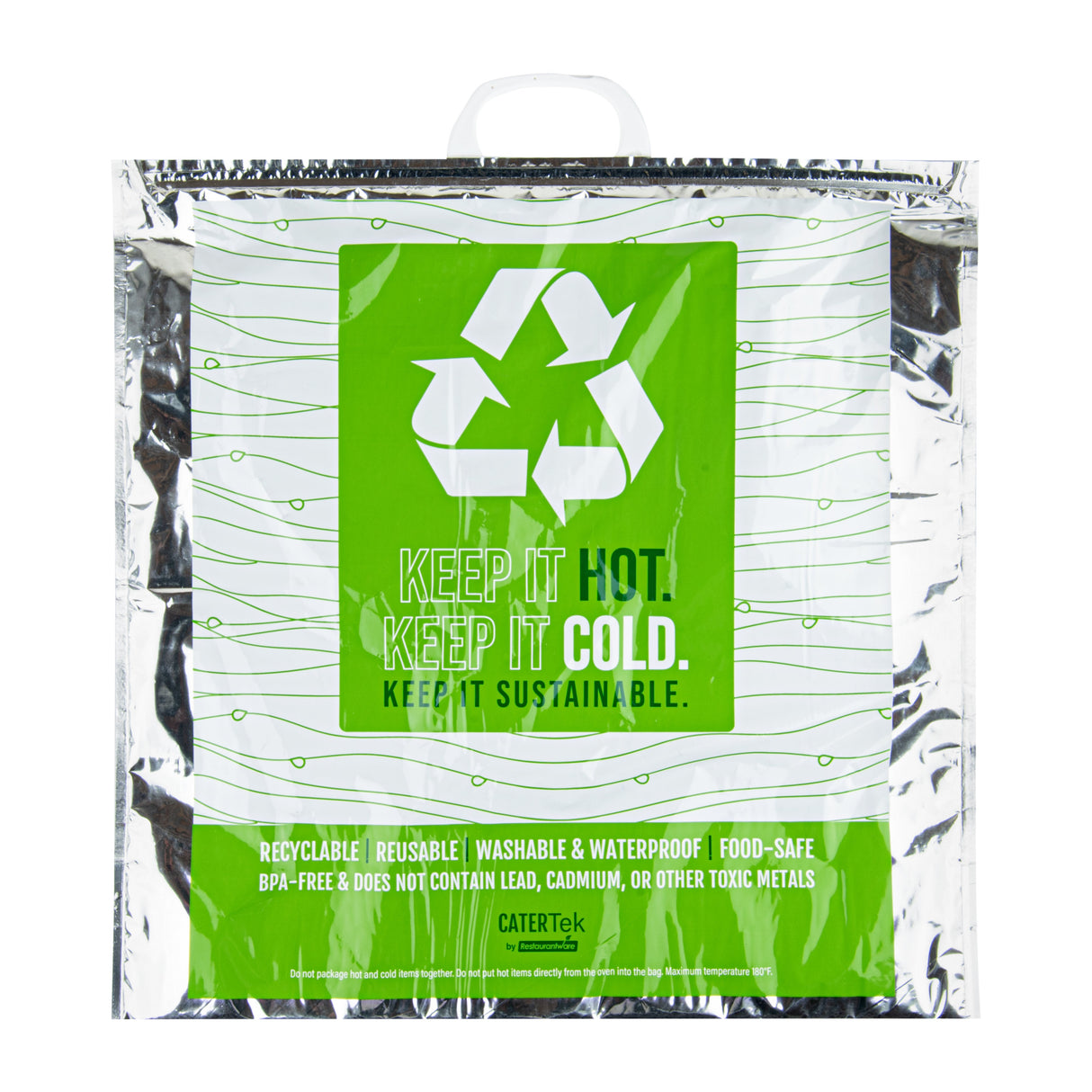 Bags, Thermal, Cater Tek 20 x 7 x 20 Inch, Insulated, Green & Silver, Plastic,10 - 1 EACH