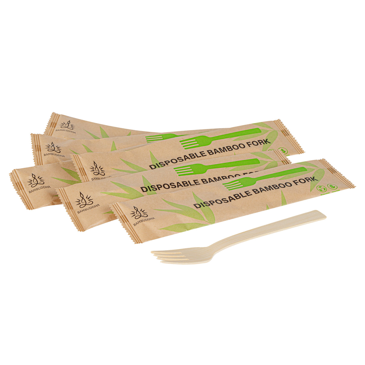 Forks, Bambuddha, Bamboo, Natural, 7 Inch, Kraft Paper Pouch,1000 - 1 EACH