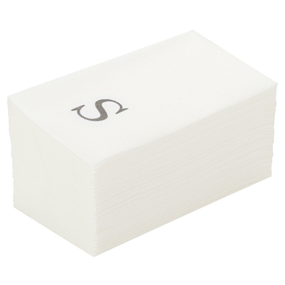 Towels, Guest, Luxenap, Linen-Like, White, with Silver Sans Serif Letter S, Air Laid, 15.75 x 8 Inch, 1 Each,2000 - 1 COUNT