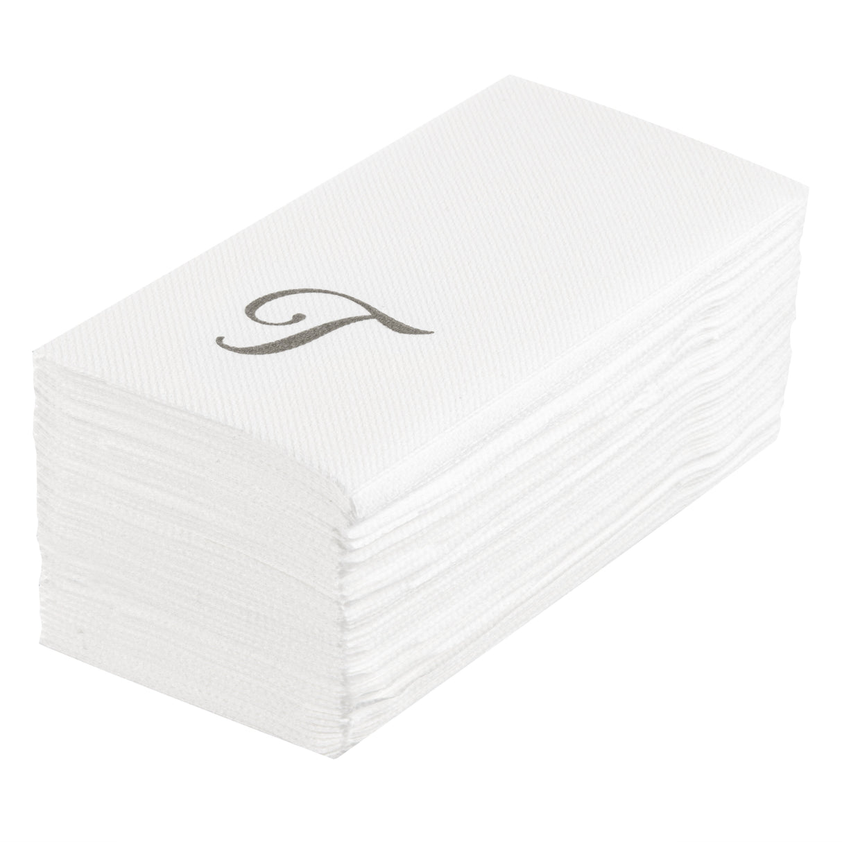 Towels, Guest, Luxenap, Linen-Like, White, with Silver Cursive Letter T, Air Laid, 15.75 x 8 Inch,2000 - 1 EACH