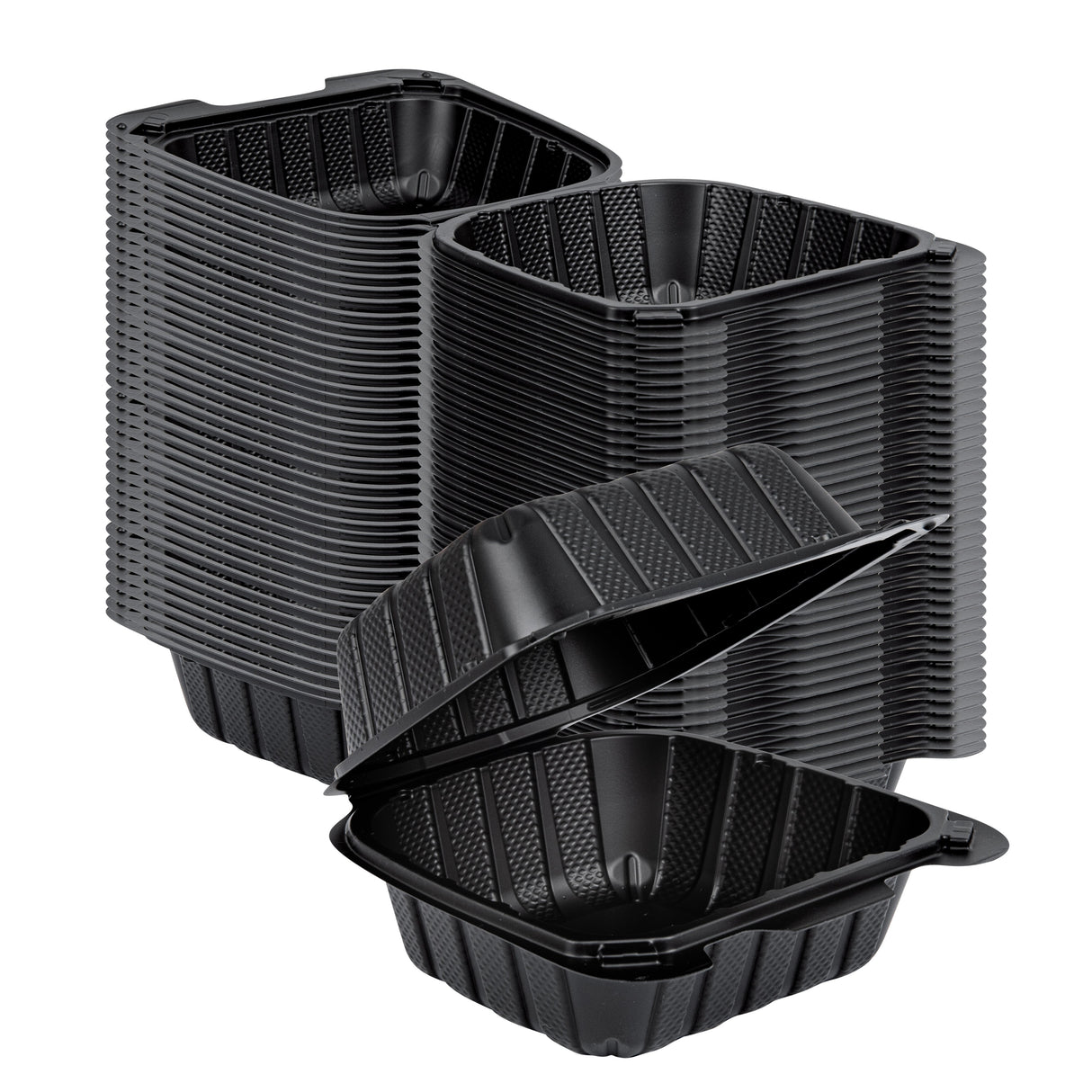 Containers, Thermo Tek 18 Ounce, Mineral-Filled Plastic, Black, 6 x 6 x 3 Inch, Clamshell,100 - 1 EACH