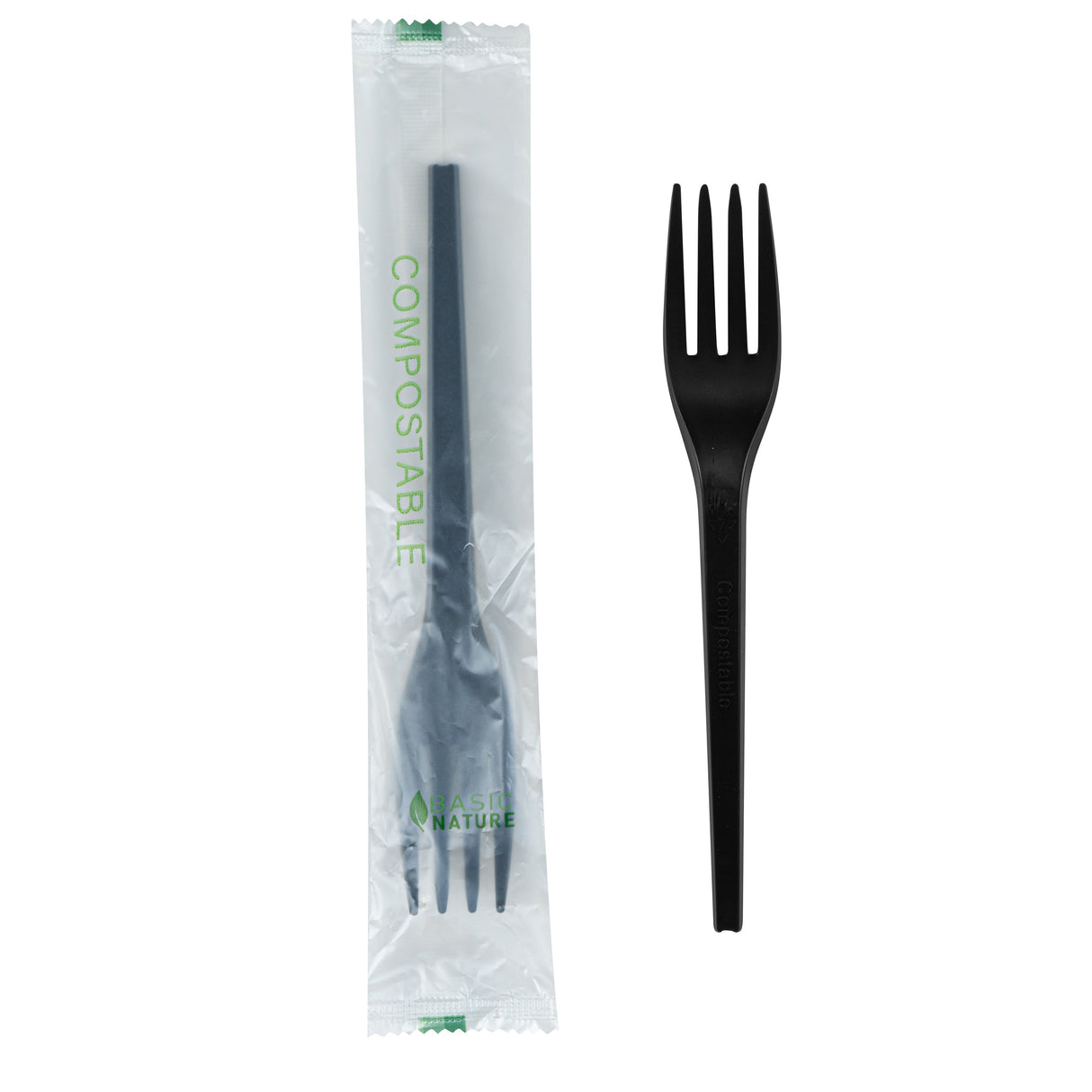 Forks, Basic Nature, Plastic, Black, 6.5 Inch, CPLA, Heat-Resistant,250 - 1 EACH
