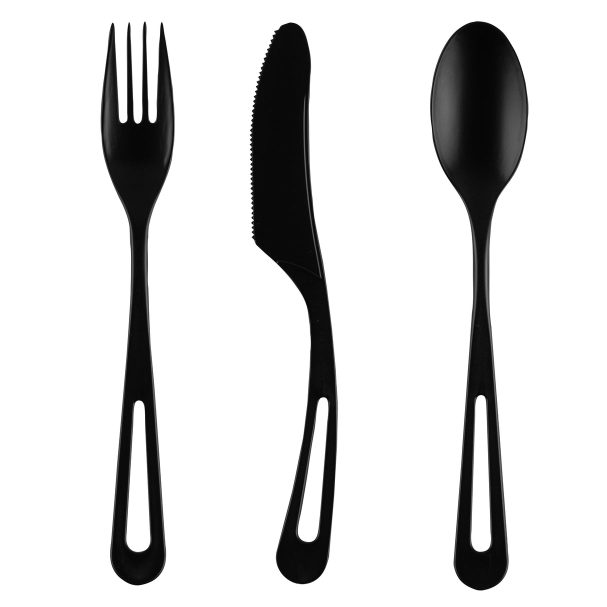 Cutlery Kits, Fork/Knife/Spoon, 7.5 Inch, Plastic, Black, Heat Resistant & Compostable, CPLA,290 - 1 EACH