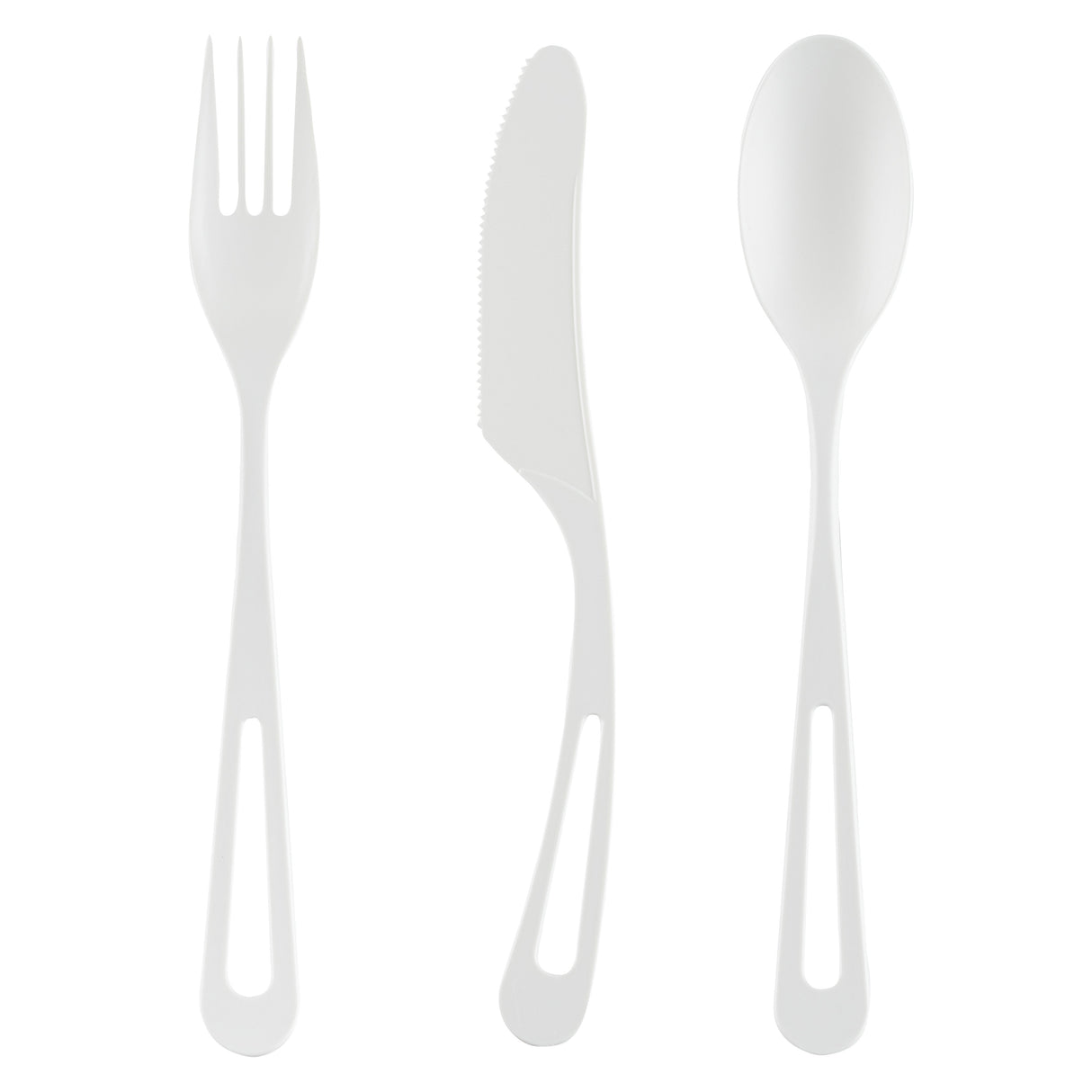 Cutlery Kits, Fork/Knife/Spoon, 7.5 Inch, Plastic, White, Heat Resistant & Compostable, Wrapped, CPLA,100 - 1 EACH