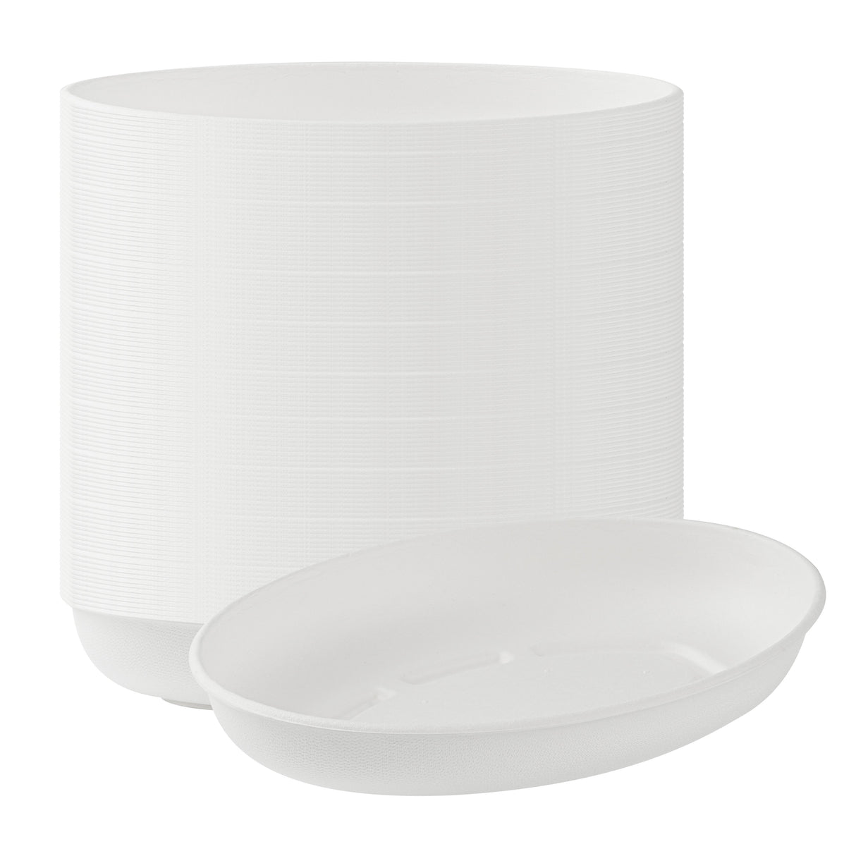 Plates, Salad, Pulp Safe 9.25 x 6 x 1.5 Inch, Sugarcane, White, Oval, 26 Ounce,100 - 1 EACH