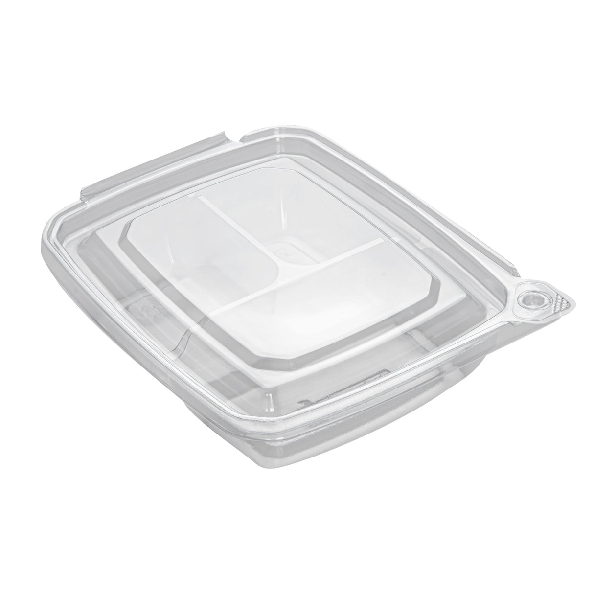 Containers, 3-Compartment, Tamper Tek 11 Ounce, Plastic, Clear, 7 x 5.5 x 1.5 Inch, with Lid, Tamper-Evident,100 - 1 EACH