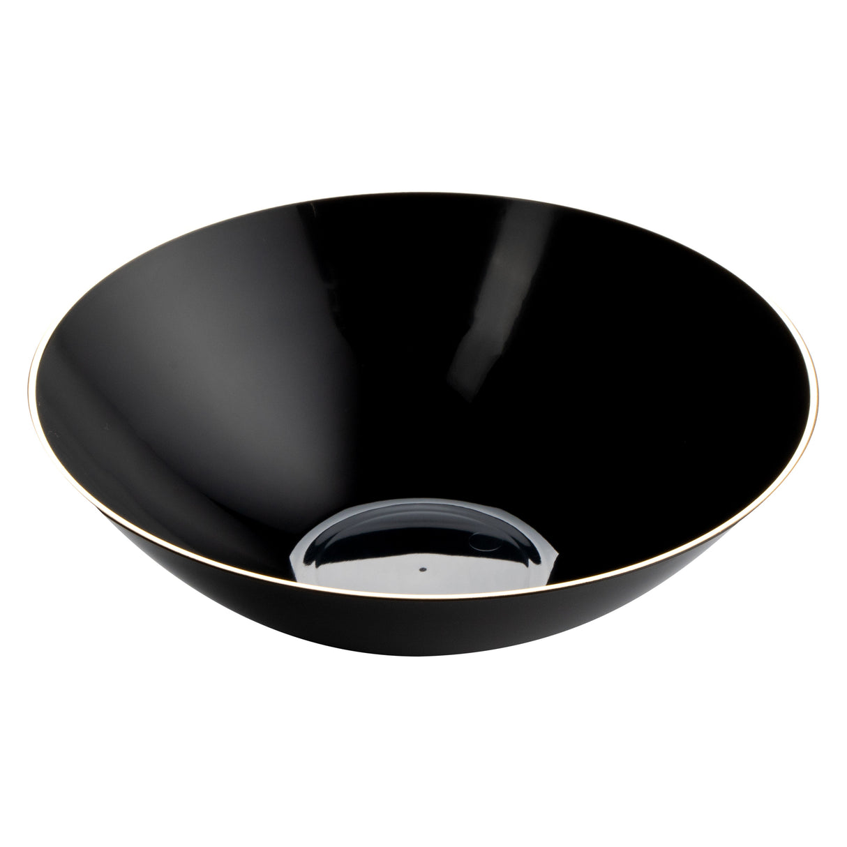 Bowls, Moderna 16 Ounce, Plastic, Black with Gold Rim, Round, 7 x 7 x 2 Inch,100 - 1 EACH