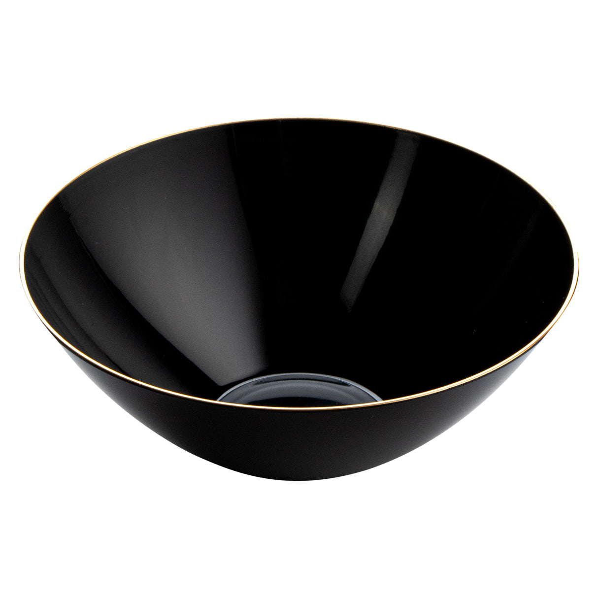 Bowls, Moderna 6 Ounce, Plastic, Black with Gold Rim, Round, 4.75 x 4.75 x 1.75 Inch,100 - 1 EACH