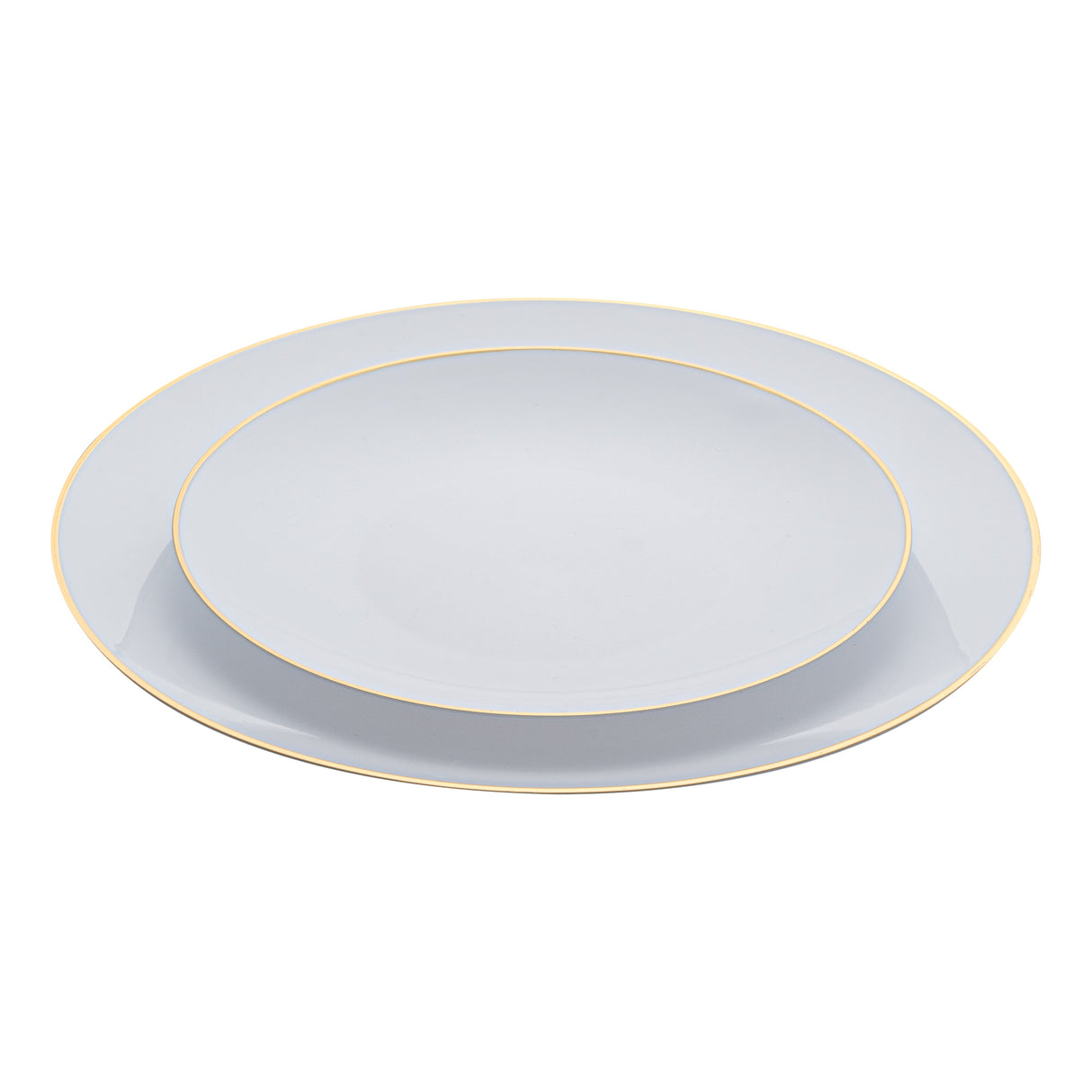 Plate Sets, 7 & 10 Inch, Plastic, White with Gold-Rim, Round,40 - 1 EACH