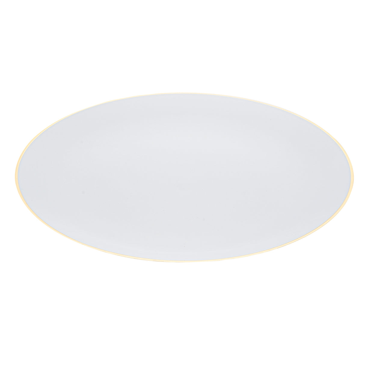 Plates, Moderna 10 x 0.75 Inch, Plastic, White with Gold-Rim, Round,200 - 1 EACH