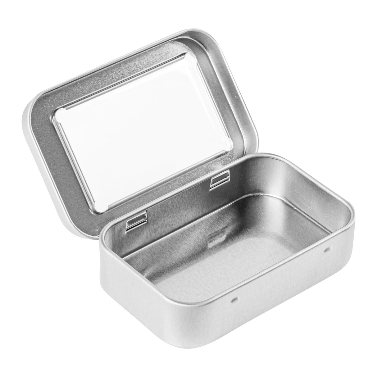 Containers, RW Base 4 Ounce, Tin, Silver, Rectangular, with Window Lid,100 - 1 EACH