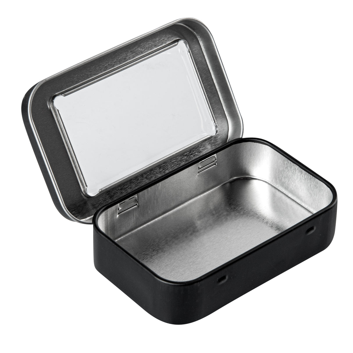 Containers, RW Base 4 Ounce, Tin, Black, Rectangular, with Window Lid,100 - 1 EACH