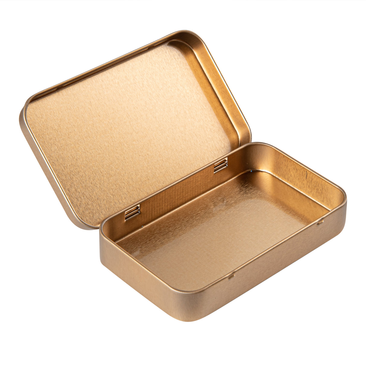 Containers, RW Base 6 Ounce, Tin, Gold, Rectangular, with Hinged Lid,100 - 1 EACH